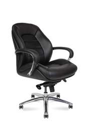 Кресло офисное Норден / Порше LB / Porsche LB / черная  кожа / алюминиевая база