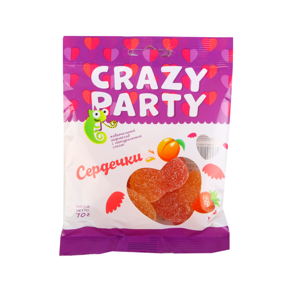 Мармелад жевательный Crazy Party Сердечки 70 гр