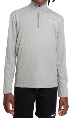 Футболка для мальчика теннисная Nike Dri-Fit Poly+ 1/4 Zip - carbon heather/reflective silver