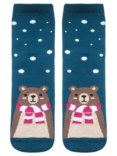 Махровые женские носки Лапландия с мишками (Размер: 23) (Цвет: темно-бирюзовый)