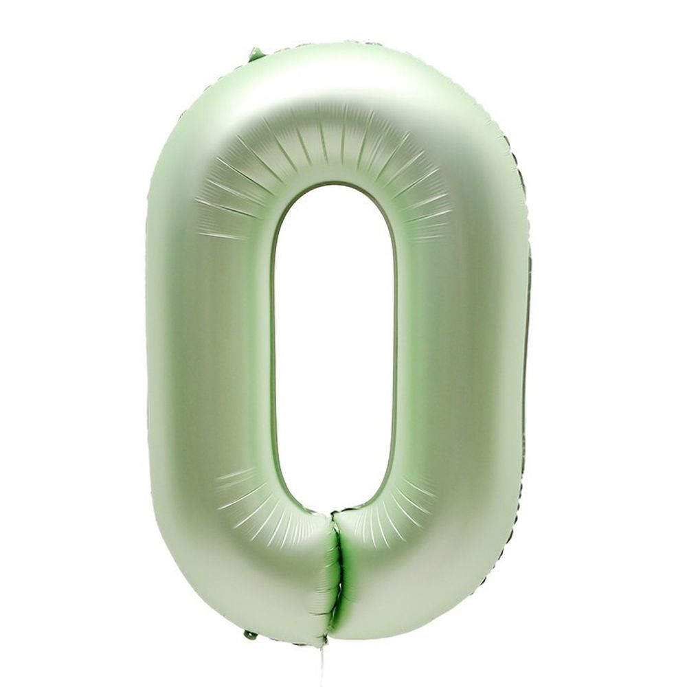 К Шар 40 «Цифра 0» салатовый металлик (БГ-60)  Изображение2