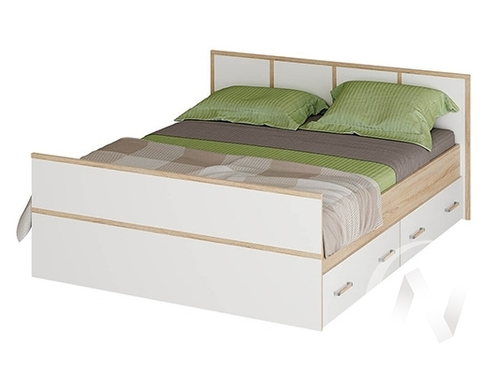 Кровать 1.4 LIGHT МС Сакура (дуб сонома/белый)