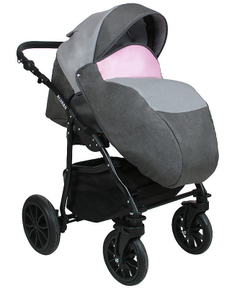 Детская коляска Alis Alvaro 2 в 1 Al 03 т.серый+св.серый+розовая кожа