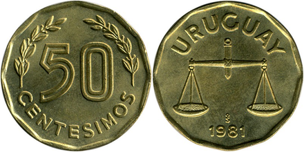 Уругвай 50 сентесимо, 1976 - 1981 Весы XF