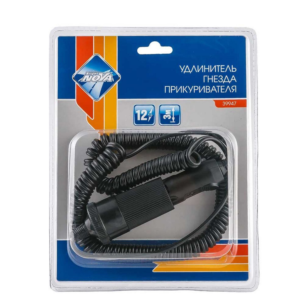 Удлинитель гнезда прикуривателя витой Nova Bright 39947