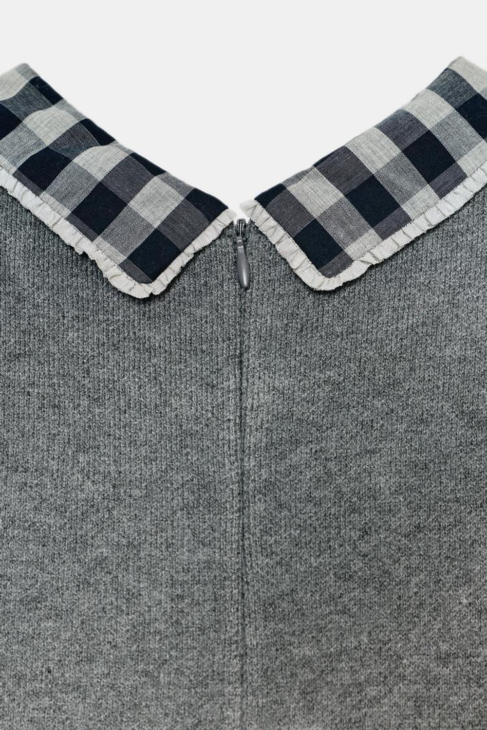 ZARA ПЛАТЬЕ С КОМБИНИРОВАННЫМ ВОРОТНИКОМ, СЕРЫЙ