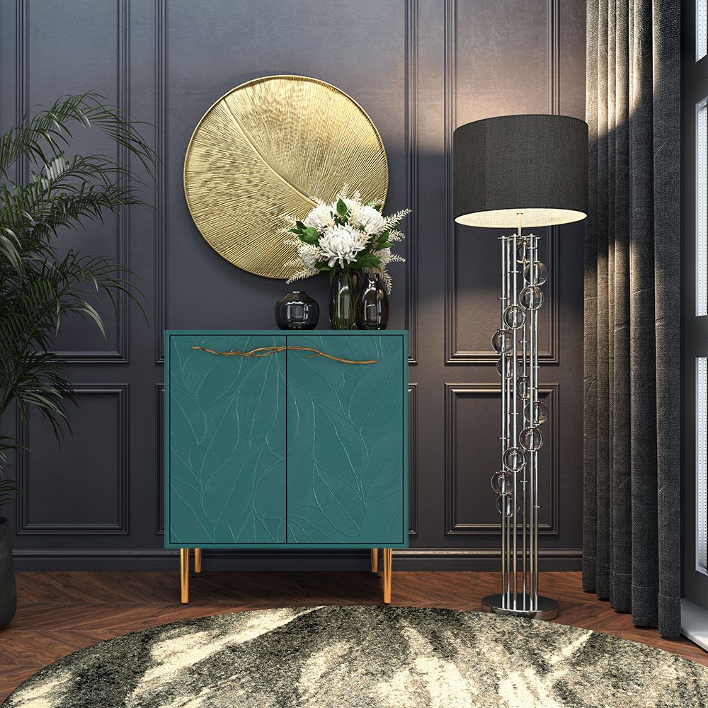 Комод Арт Колор leaves Стайл Голд с 2 полками Пастельно-синий