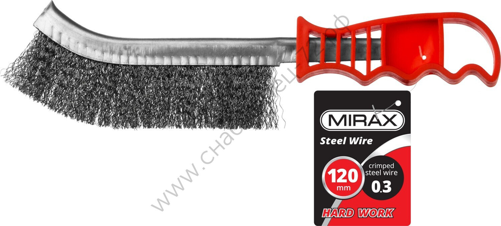 MIRAX витая стальная проволока d 0,3 мм, пластмассовая рукоятка, Щетка ручная (35112-2)
