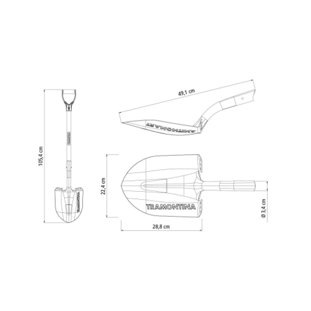 Лопата Tramontina 77416424 штыковая для почвы из углеродистой стали рукоятка 71 см эвкалипт | Tramontina