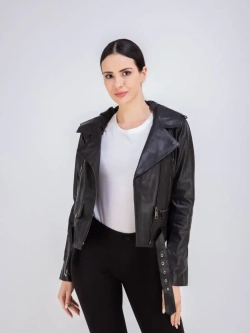 Куртка женская из натуральной кожи с капюшоном Турция