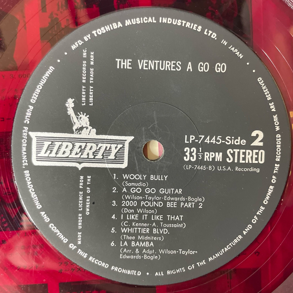 Винтажная виниловая пластинка LP The Ventures A Go Go (Япония 1966) (Без Оби) (Красный Винил)