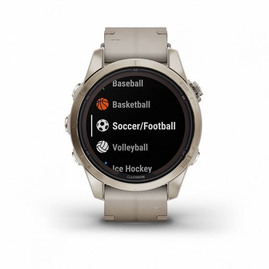 Умные часы Garmin Fenix 7S Pro Sapphire Solar золотистый корпус с кожаным ремешком цвета известняка