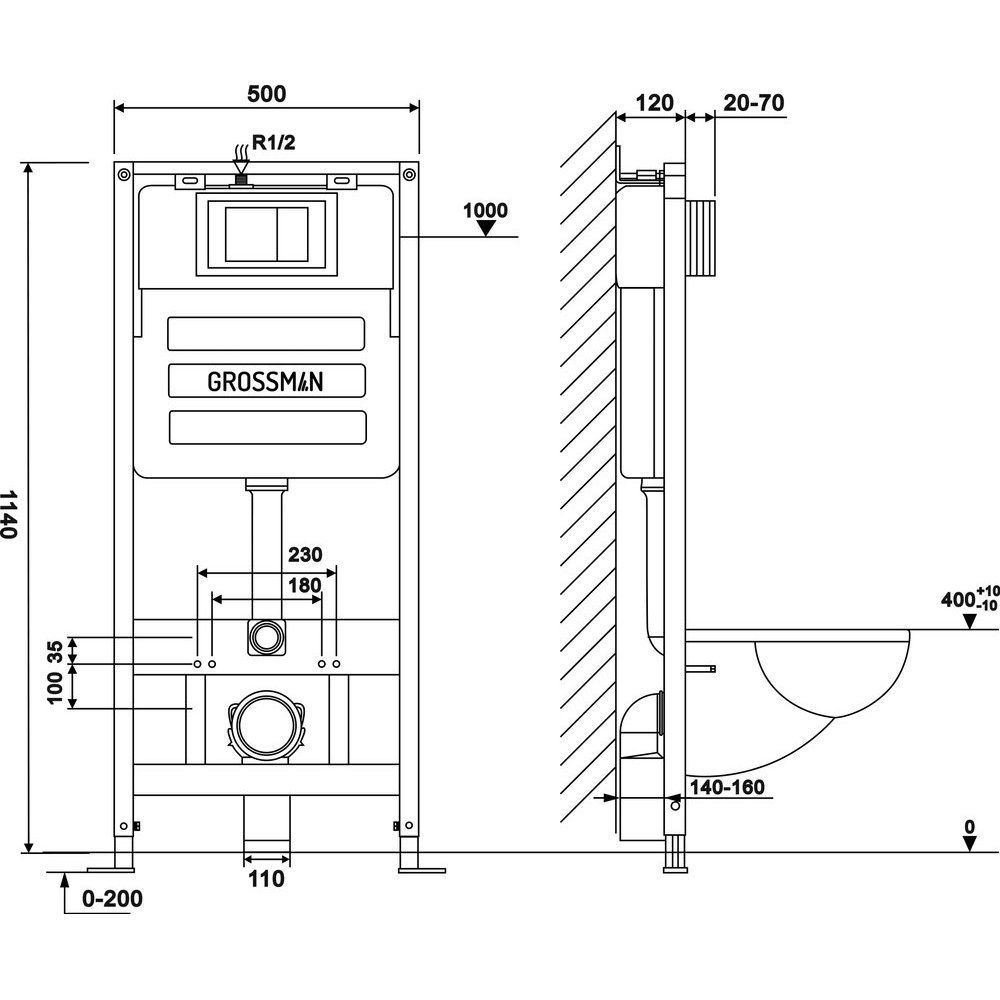 Инсталляция для подвесного унитаза GROSSMAN 900.K31.01.000