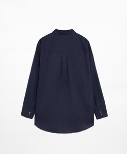 Oysho Льняная рубашка, темно-синий