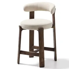 Полубарный стул Granite из бежевой синели и ясеня с отделкой орех 65 см