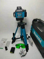 Лазерный уровень / нивелир 4х360 Makita с аксессуарами в сумке, зеленый луч 16 линий 4D