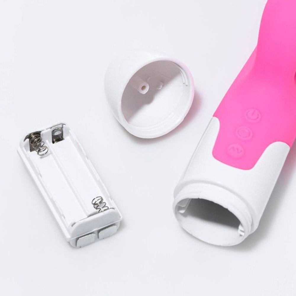 Розовый вибромассажер-кролик с функцией нагрева - 23,7 см. (Цвет: розовый)