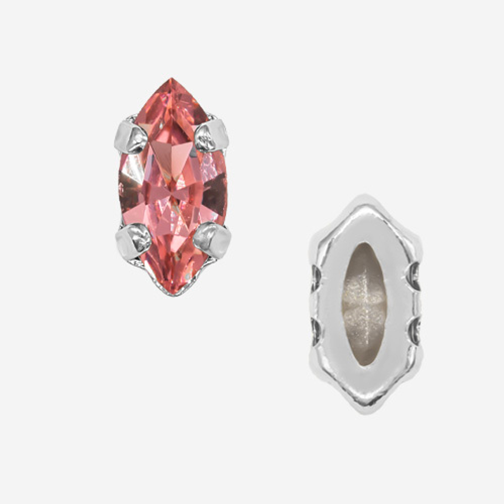 Кристалл Маркиз (Marquise Fancy Stone) в цапах, оттенок "Light Fuchsia", 8*4мм, родирование