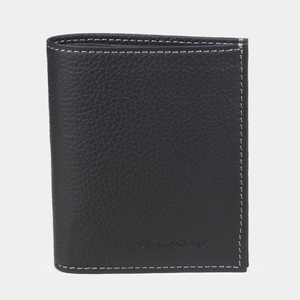 Портмоне из натуральной кожи теленка, черного цвета