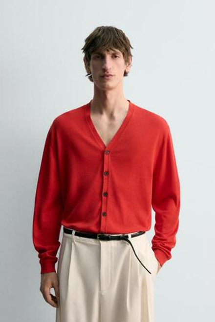 ZARA КАРДИГАН RELAXED FIT LIMITED EDITION, КРАСНЫЙ