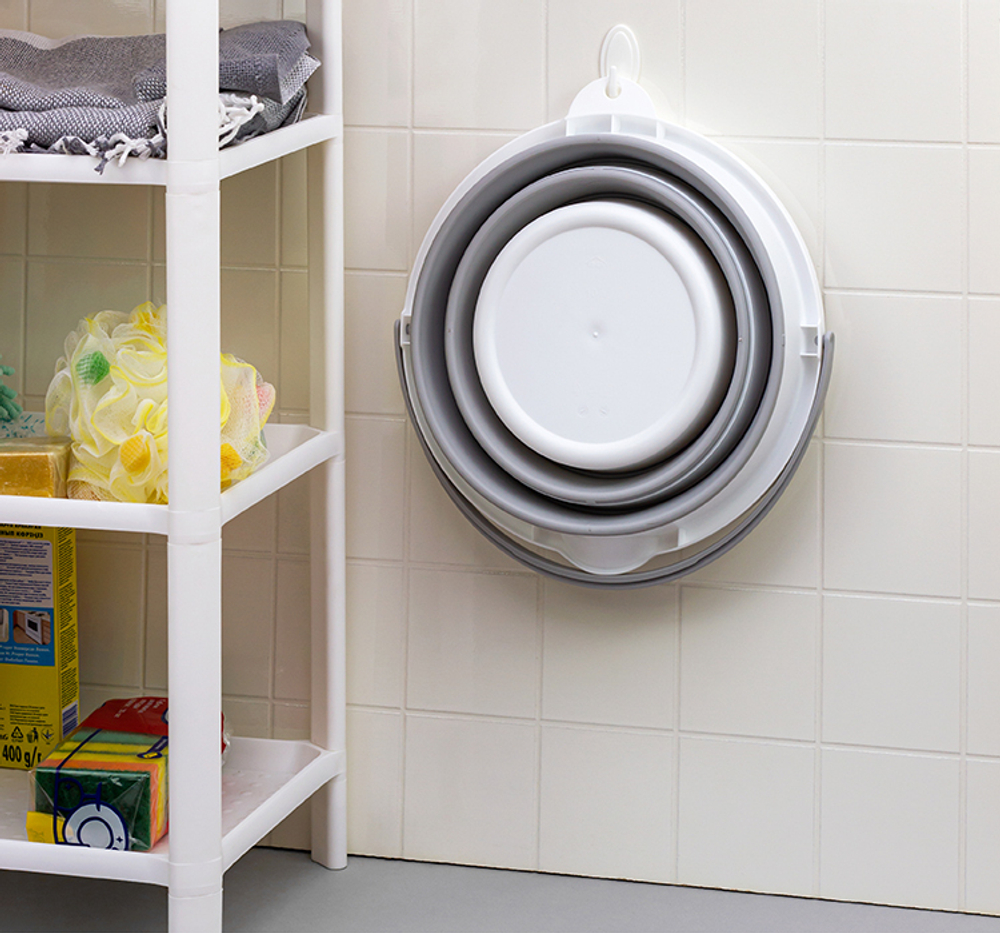 Ведро ФЛЕКС 5 л складное, носик для слива, отверстие для подвешивания, материал- полипропилен, ТЭП М2414