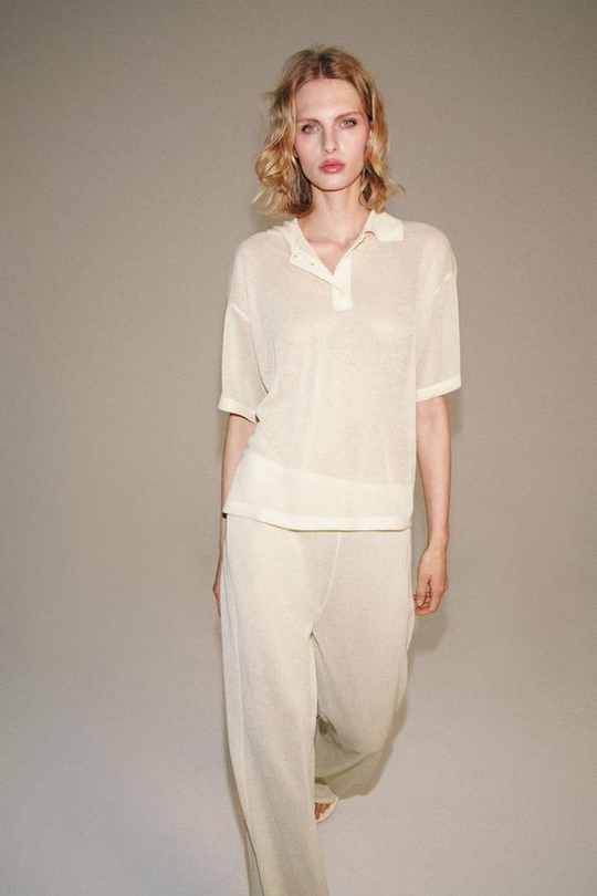 ZARA БРЮКИ ПРЯМОГО КРОЯ, ЭКРЮ