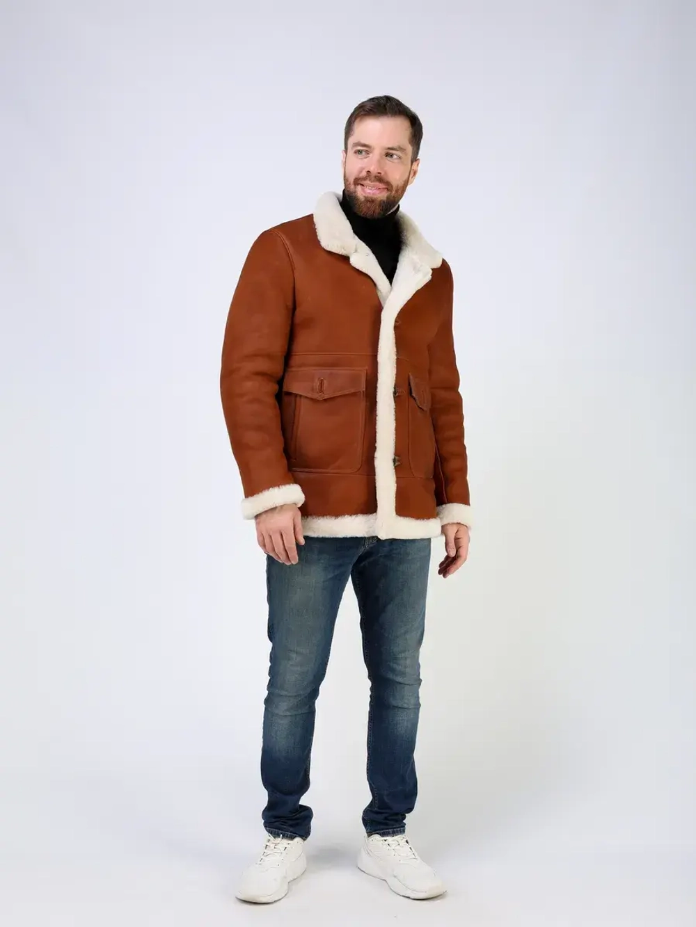 Дубленка зимняя куртка натуральная с капюшоном