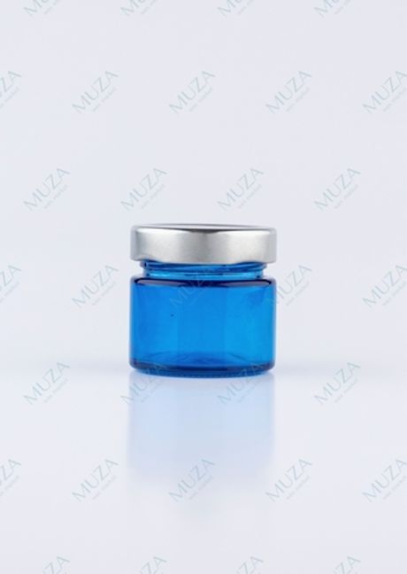 Баночка синее стекло с металл. крышкой 100 мл.