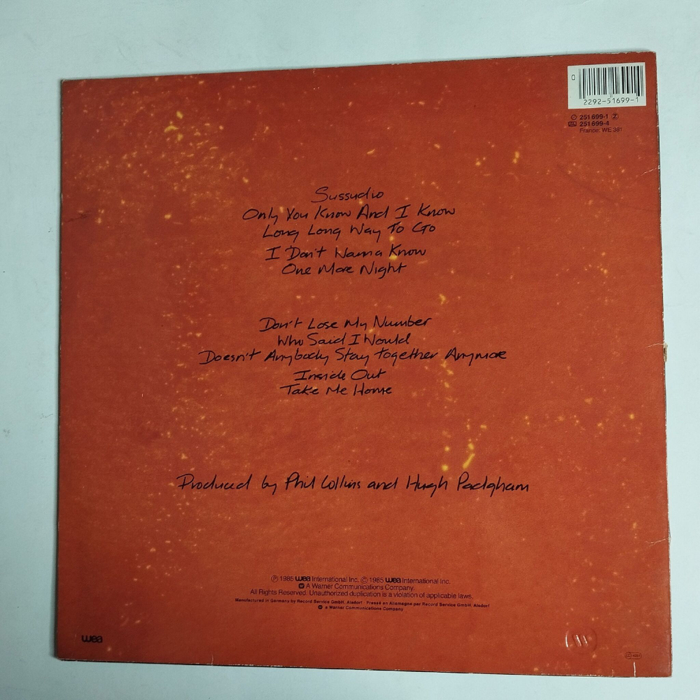 Винтажная виниловая пластинка LP Phil Collins No Jacket Required (Germany 1985)
