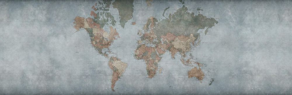 Бесшовная фреска ECO текстиль WORLD MAP, 2,7 м (Ширина 4 м)