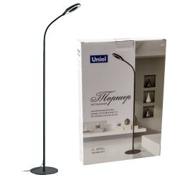 ULM-T610 7W-4500K-DIM BLACK Торшер напольный светодиодный. 7W. с регулировкой наклона. Сенсорный выключатель. Диммер. Черный. ТМ Uniel