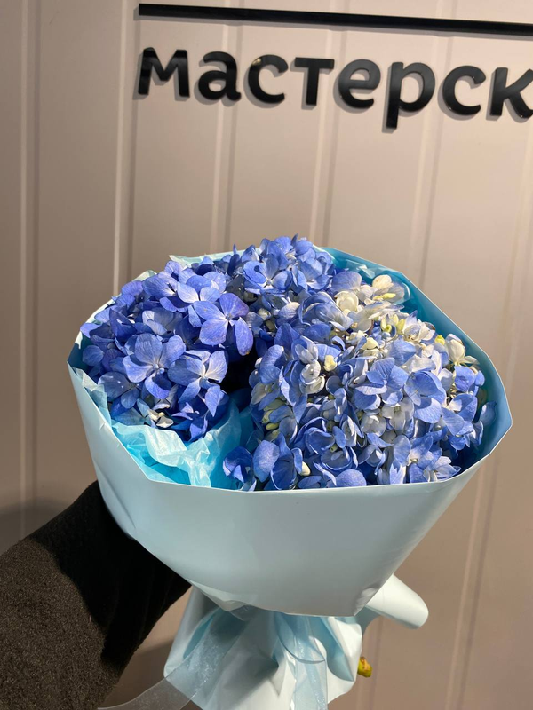 Букет из синих гортензий (3 шт)