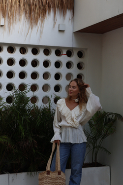 Блуза с рюшами молочный