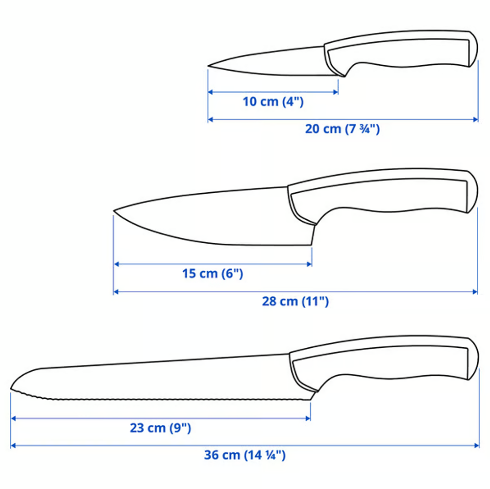 ANDLIG — набор ножей 3 шт. (702.576.24)