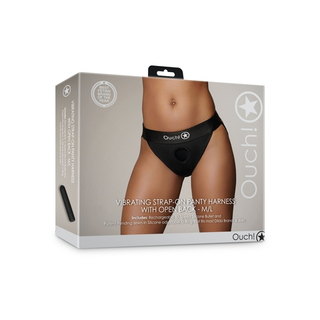 Трусики с вибропулей OUCH! Vibrating Strap-On Panty Harness With Open Back- M/L