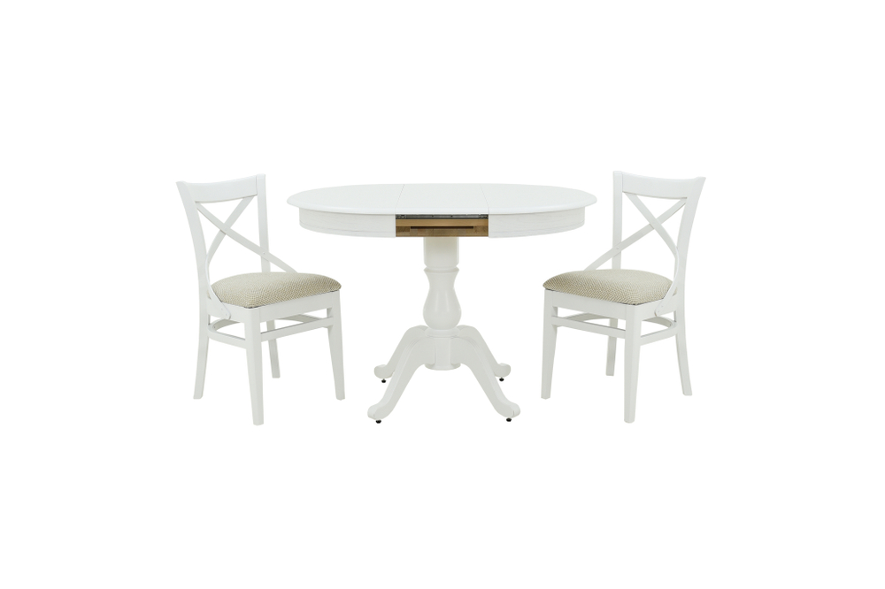 Обеденная группа Аврора Фабрицио/Соло Венский 2 белая, Дождь 29-4 Жаккард (100363, 101985)