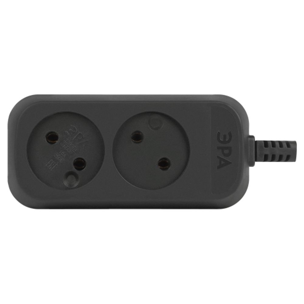 Колодка ЭРА KX-2-B 2 розетки без зазeмления черная