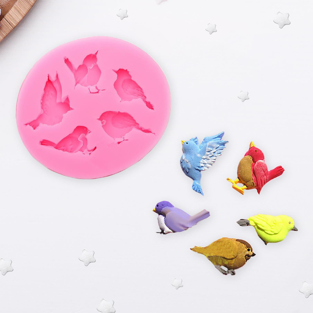 Молд силиконовый «Пять птиц», 6х5,5х1 см.