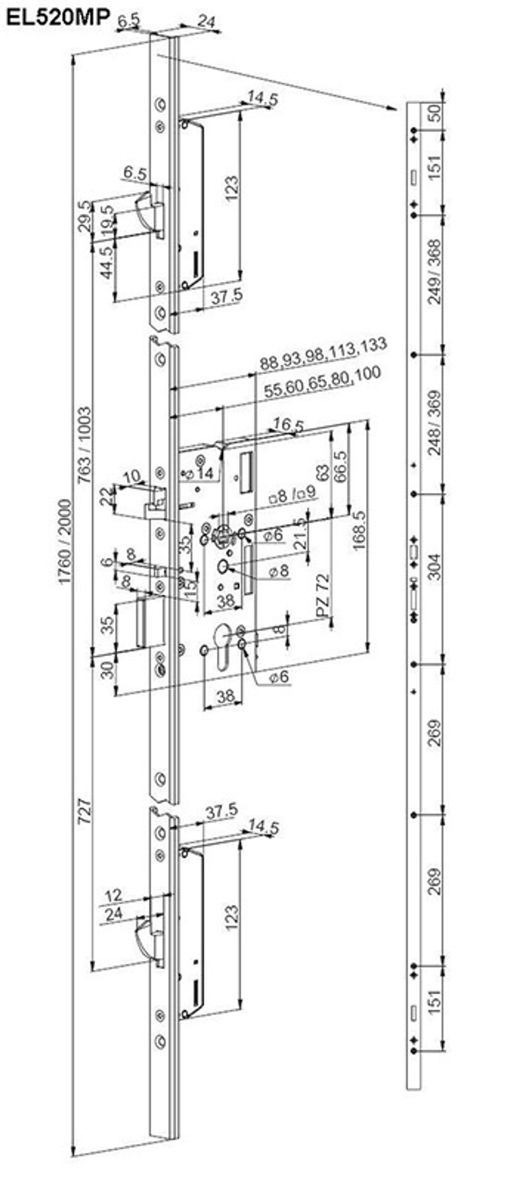 Моторный электромеханический замок Abloy с многоточечным запиранием EL520MP