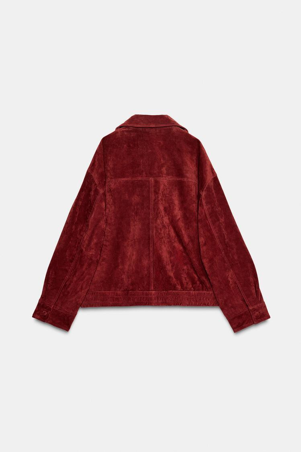 ZARA КУРТКА ИЗ 100% ЗАМШИ С ХЛЯСТИКАМИ, КРАСНЫЙ