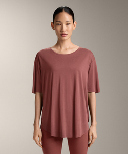 Oysho Футболка из модала с короткими рукавами, линялый махагон