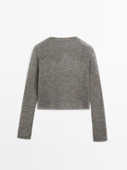 Massimo Dutti Короткий кардиган из смесовой шерсти, серый