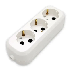 Колодка удлинителя на 3 розетки, с заземлением 250В 16А