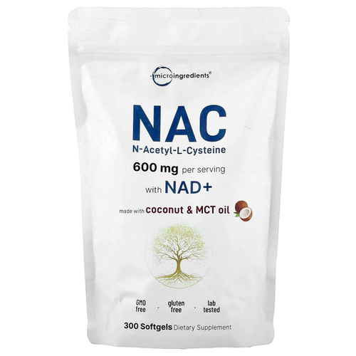 Micro Ingredients, NAC с NAD +, 300 мягких таблеток