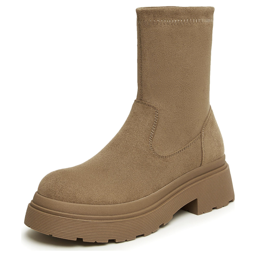 Teenmix Refined Luxury Thin Fleece Boots Crew Ankle Boots 4.5cm Women"s