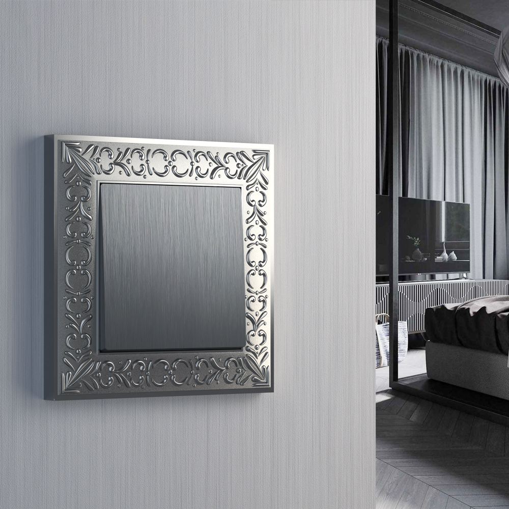 Клавиша для выключателя перекрестного (серебряный рифленый)