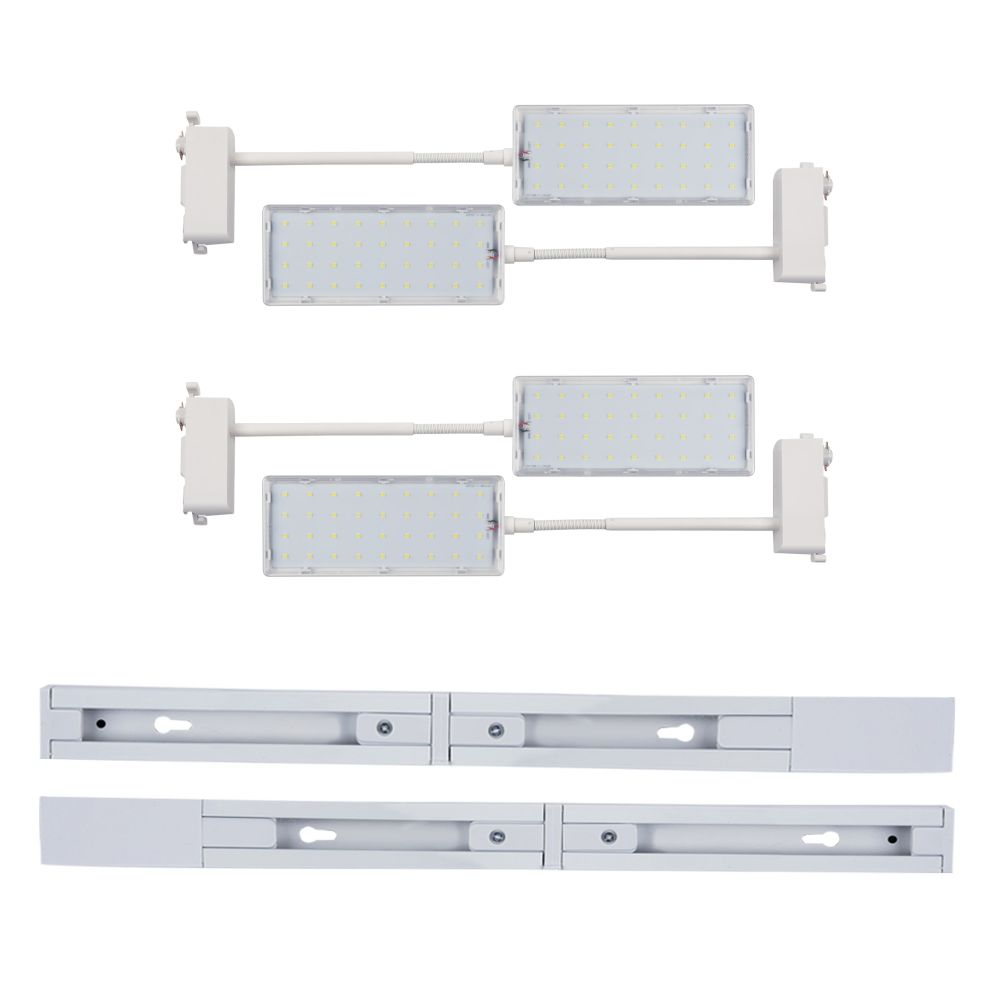 ULB-P37-12W-SPFR-K WHITE 3М SET42 Светильник-прожектор светодиодный трековый. в составе набора из 4штук. с шинопроводом 2штx50см. Сетевой шнур 3м. Спектр для фотосинтеза. Корпус белый. ТМ Uniel