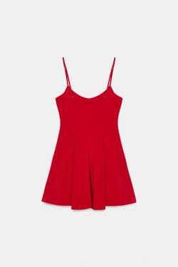 ZARA ЭЛАСТИЧНОЕ ПЛАТЬЕ С СЕРДЕЧКАМИ, КРАСНЫЙ