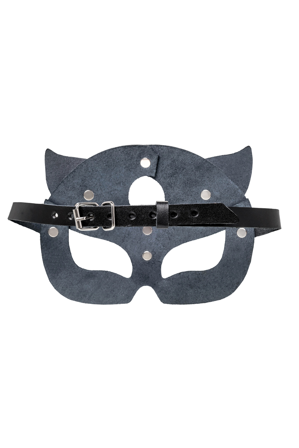 Маска кошки рельефная натуральная кожа чёрная