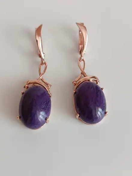 Серьги бижутерные с чароитом реконструированным